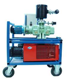 Vacuum pump unit with Pedro Gil rootspump and Mils vacuum pump